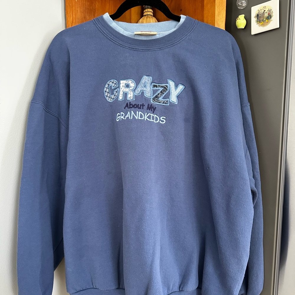 Vintage Blue Embroidered Grandma Sweatshirt